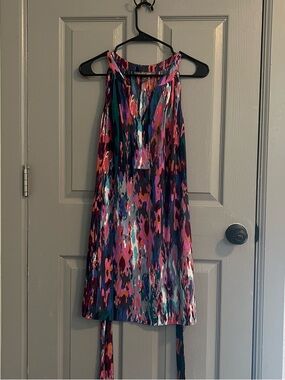 charlie jade Multicolor Sleeveless Mini Dress Brushstroke Abstract Painterly